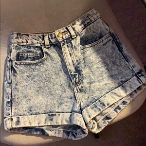 American Apparel Denim High-Waist Cuff Short